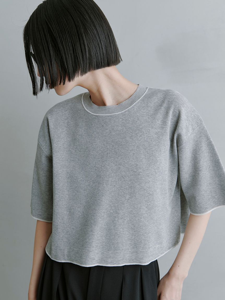 ミースロエ　washableシアーRIB切り替えニットTOPS ミースロエ washableシアーRIB切り替えニットTOPS （タートル