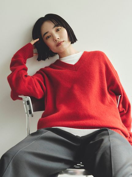 ミースロエ トップス アシンメトリーギャザーTOPS(カットソー)｜トップス