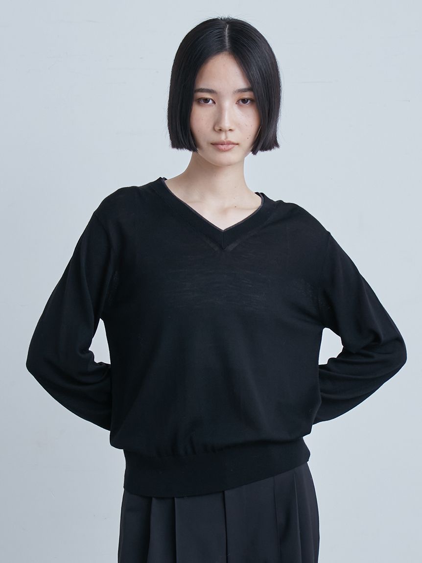 BIELLAヤーンレイヤードVネックNT(ニット)｜トップス｜MIESROHE