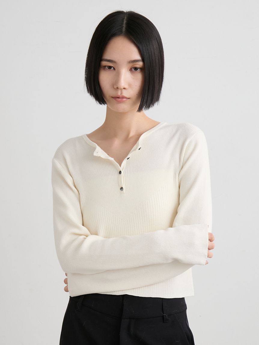 【中古】エブール ebure 23AW ハイゲージシアーリブニット セーター 長袖 アルパカ混 紺 /NR ■OS レディース エブール ebure 23AW ハイゲージシアーリブニット セーター 長袖