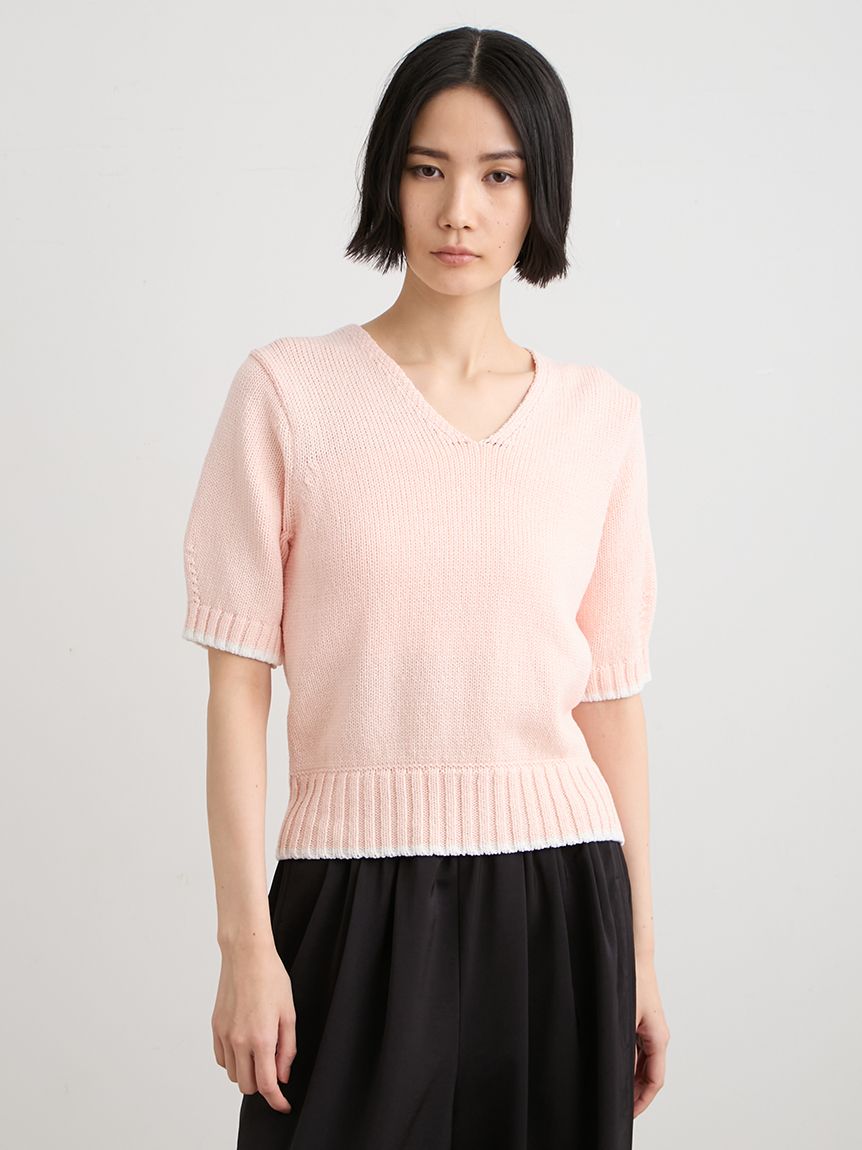 まりい コットンニット ANDMARY】Sheer loose knit tops