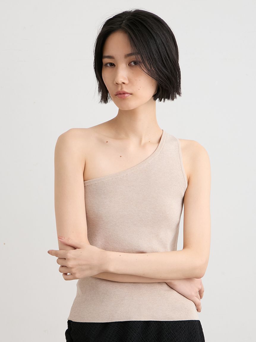 【新品未開封】MIESROHE ワンショルニットトップス BEG シルク混ワンショルRIBニット(ニット)｜トップス｜MIESROHE