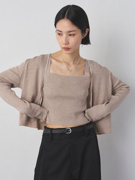 セットアップ対応】【洗える】シルク混RIBニットキャミ(ニット