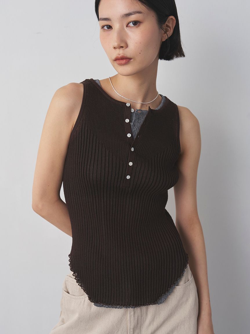 St.cecilia ドールニット タンクトップ セドールJAPAN タンクトップ レディースtシャツ リブニットトップス