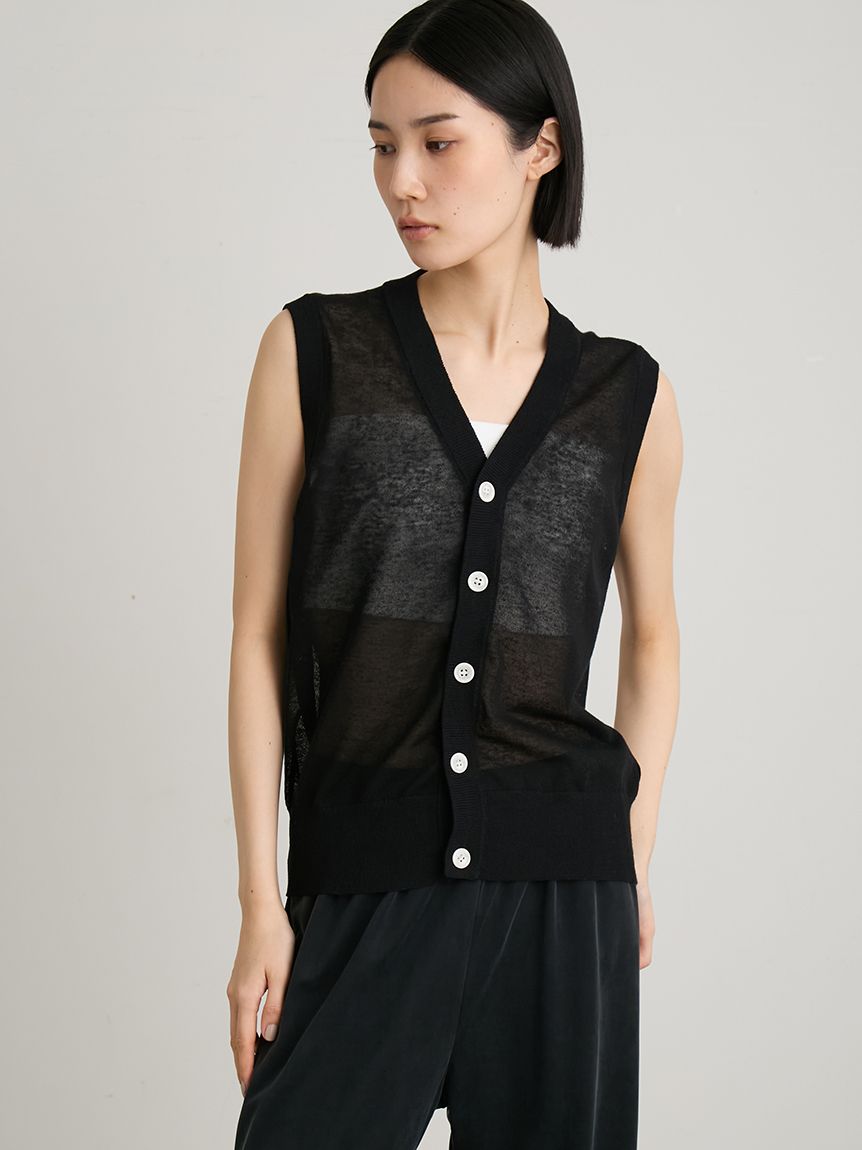 洗える】テンセルリネンシアーニットベスト(ニット)｜トップス