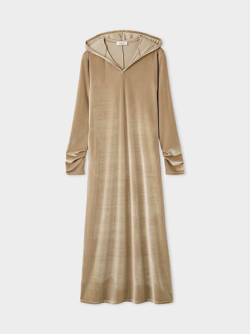 ベロアリラクシングフーディワンピース(マキシ・ロングワンピース