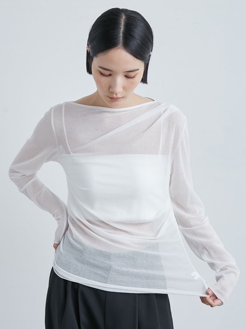 アシンメトリーギャザーTOPS(カットソー)｜トップス