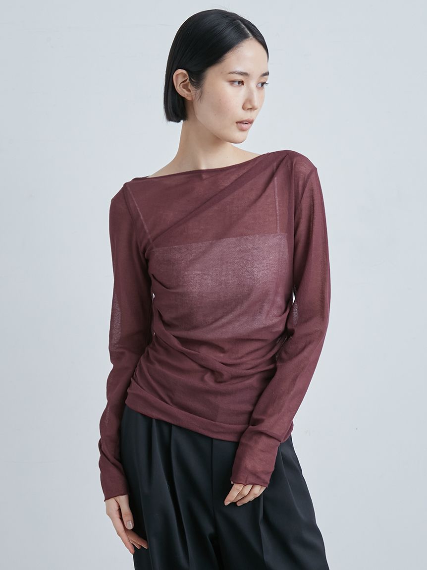 MIESROHE/アシンメトリーギャザートップス アシンメトリーギャザーTOPS(カットソー)｜トップス
