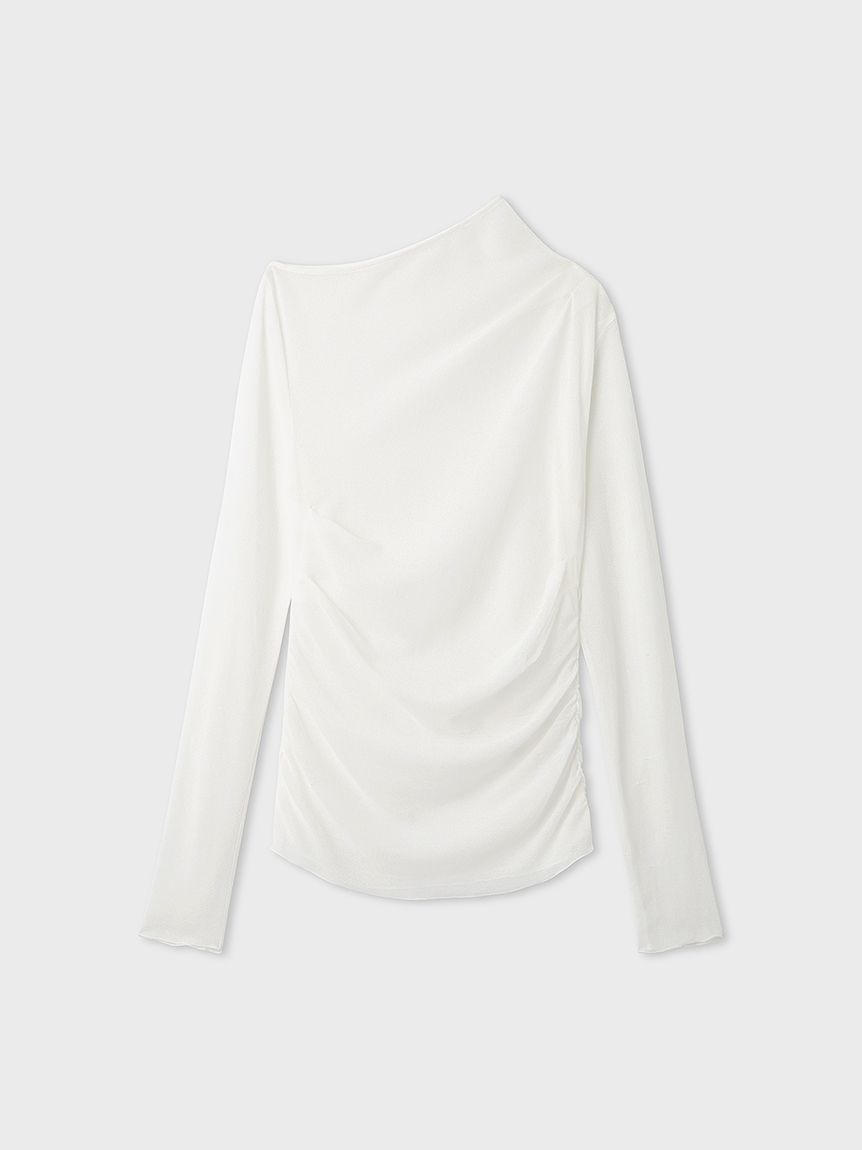 アシンメトリーギャザーTOPS(カットソー)｜トップス