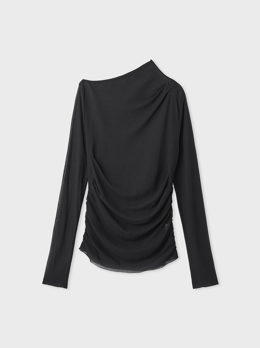 アシンメトリーギャザーTOPS(カットソー)｜トップス