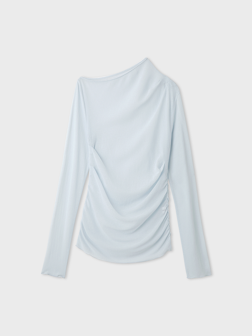 アシンメトリーギャザーTOPS(カットソー)｜トップス