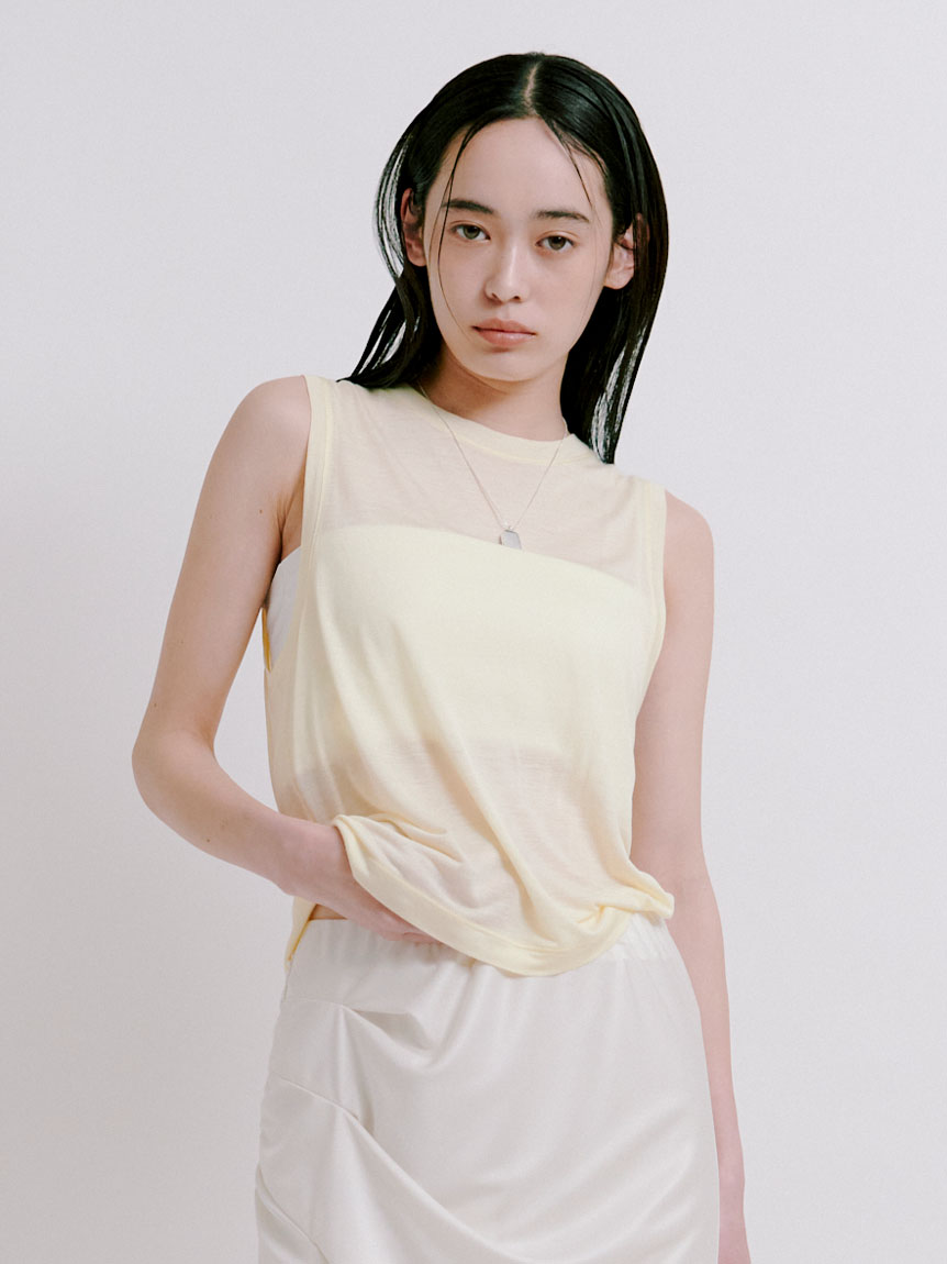 tシャツ レーヨンシルクカットノースリTOPS レディース レーヨンシルクカットノースリTOPS(カットソー)｜トップス