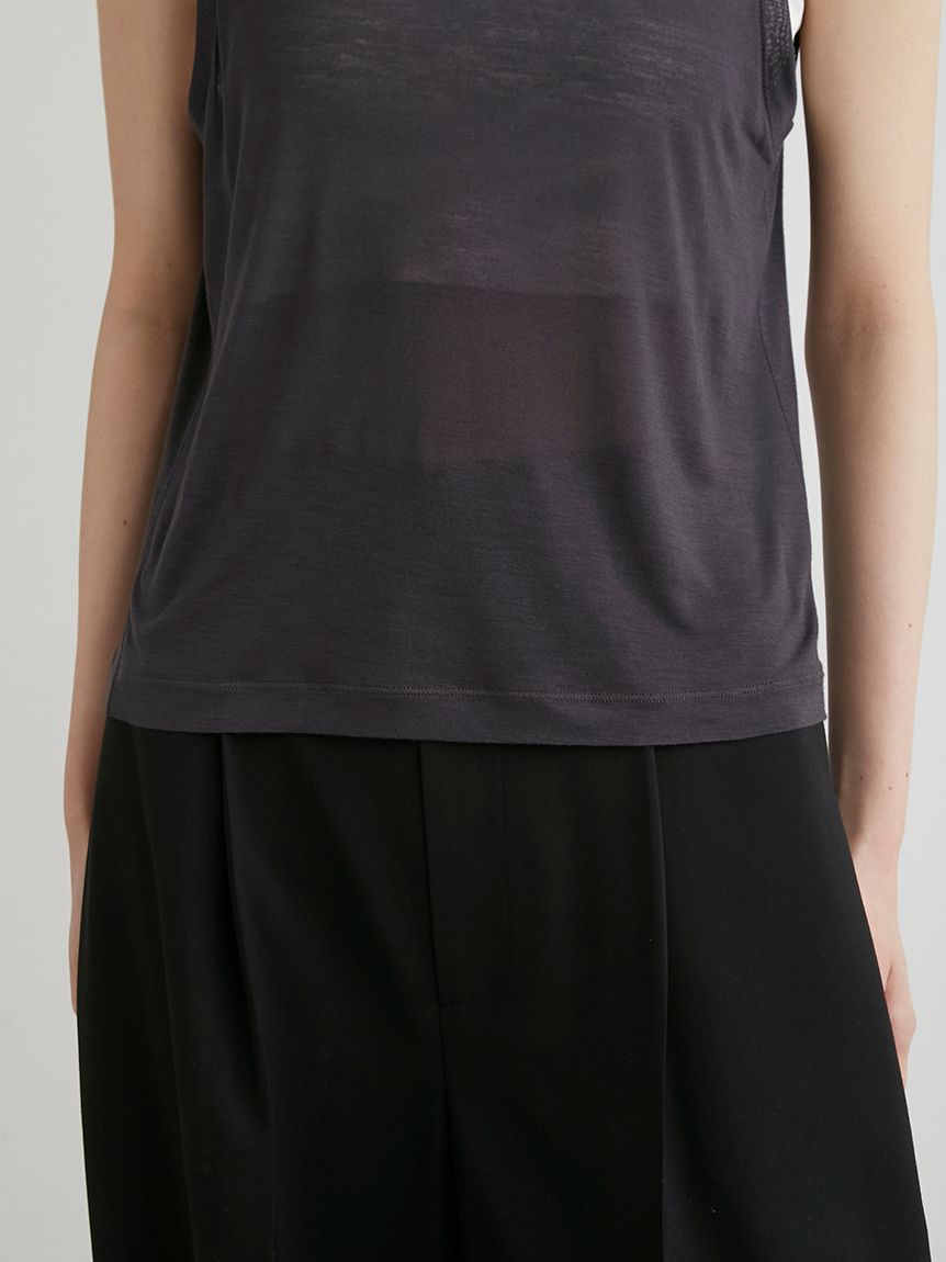 tシャツ レーヨンシルクカットノースリTOPS レディース レーヨンシルクカットノースリTOPS(カットソー)｜トップス