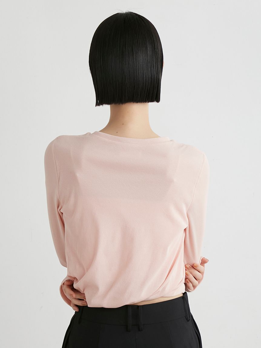 【ミースロエ】ツイスト長袖トップス シンプル クルーネック ホワイト ツイスト長袖トップス(カットソー)｜トップス｜MIESROHE