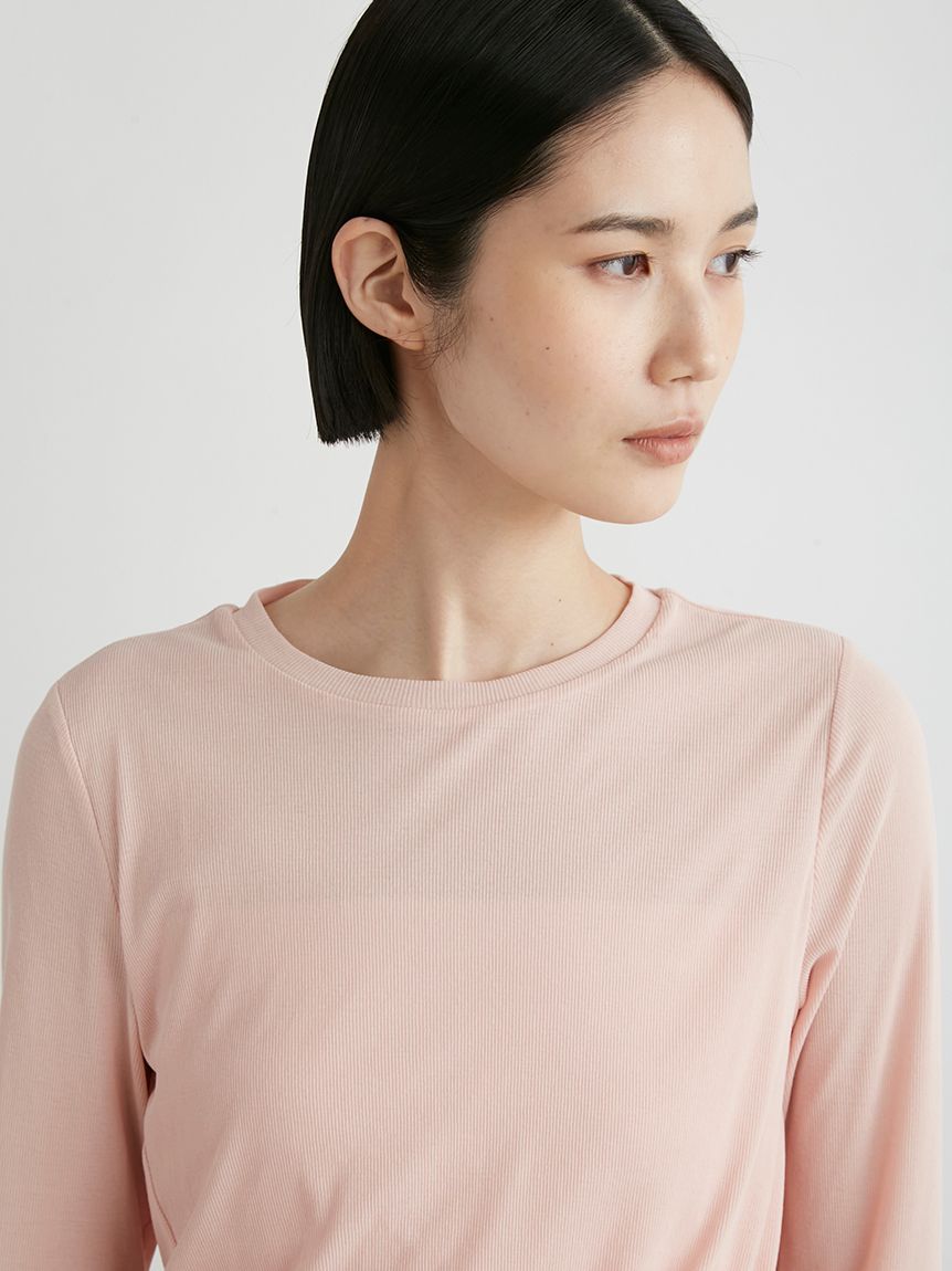 【ミースロエ】ツイスト長袖トップス シンプル クルーネック ホワイト ツイスト長袖トップス(カットソー)｜トップス｜MIESROHE