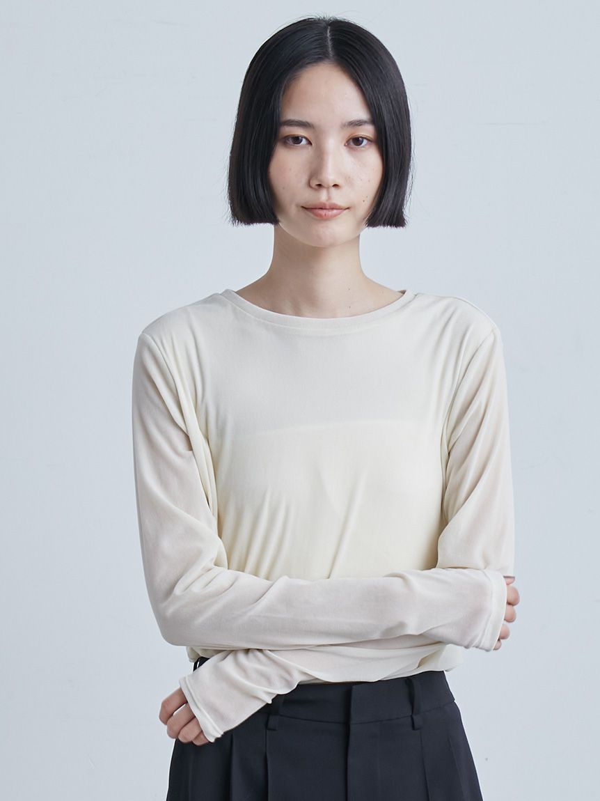 MIESROHE(ミースロエ) フロッキーチュールねじりTシャツ フロッキーチュールねじりTシャツ(Tシャツ)｜トップス｜MIESROHE