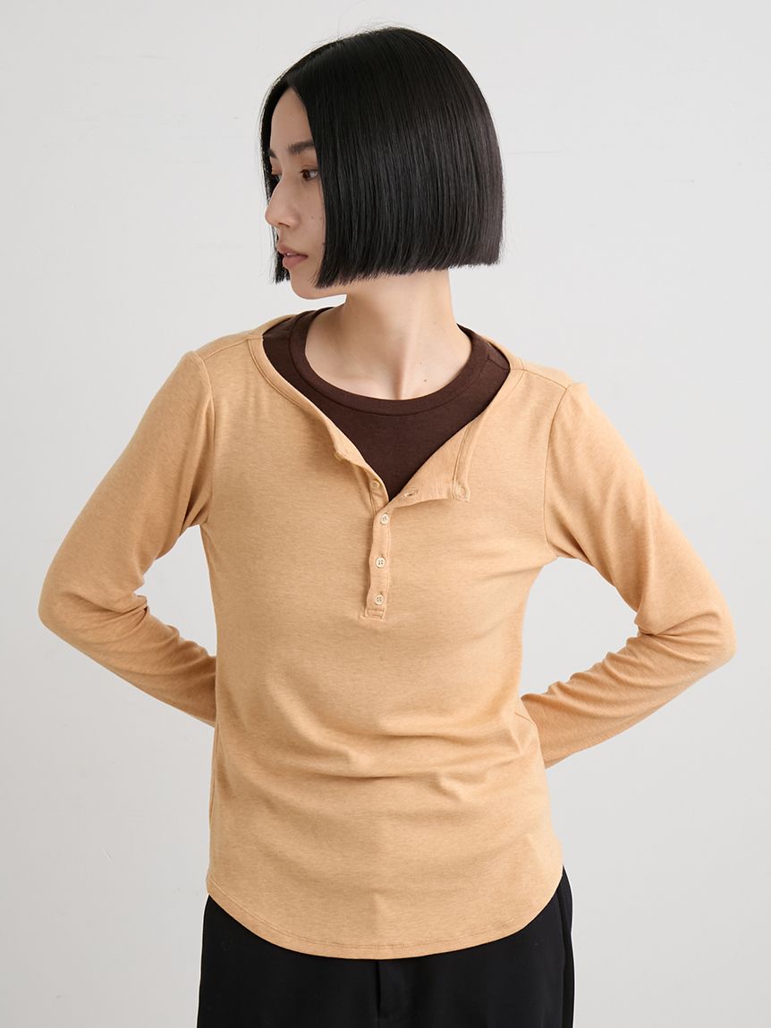 【美品】MIESROHE 大人気！レイヤードも◎なオシャレトップス　可愛い MIESROHE（ミースロエ） tシャツ レイヤードデザインカットトップス