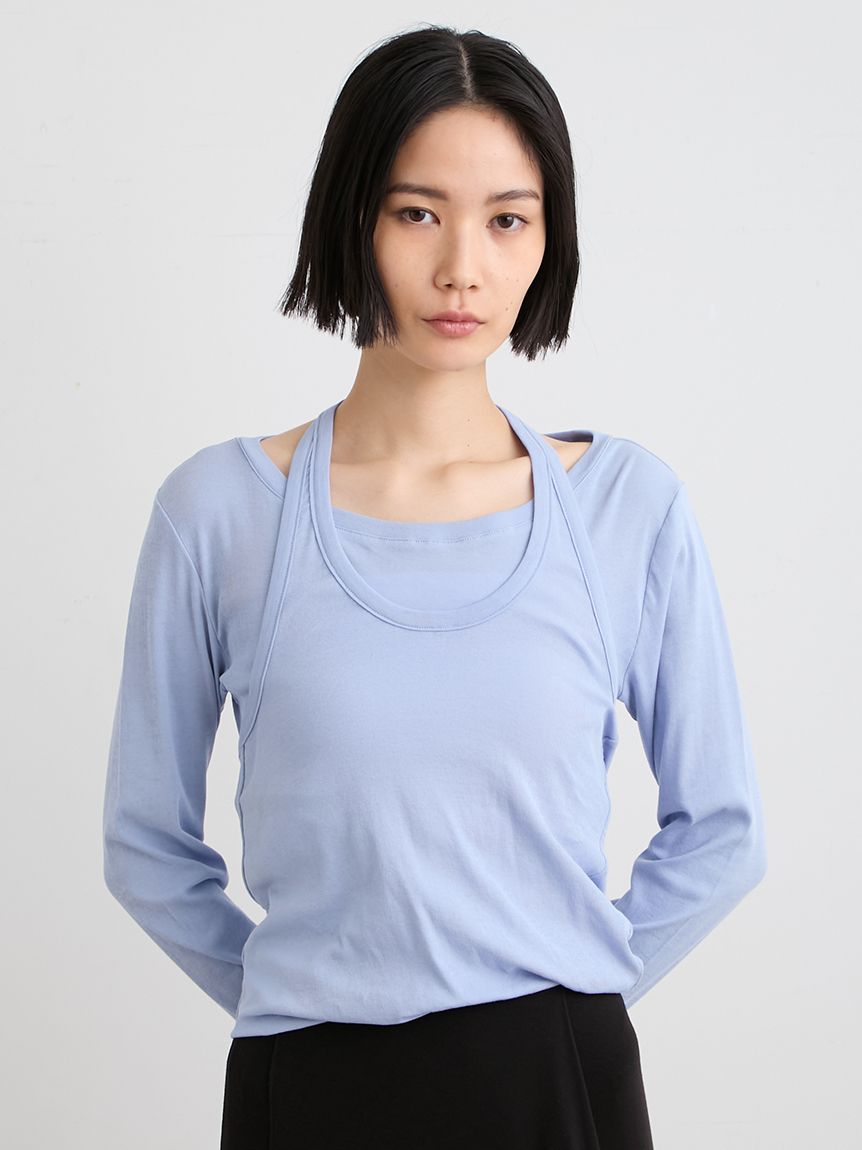 ☆今季新作☆ミースロエ／ホルターネックツイストロンT【限定BEG】新品・タグ付き 洗える】ホルターネックツイストロンT(カットソー)｜トップス