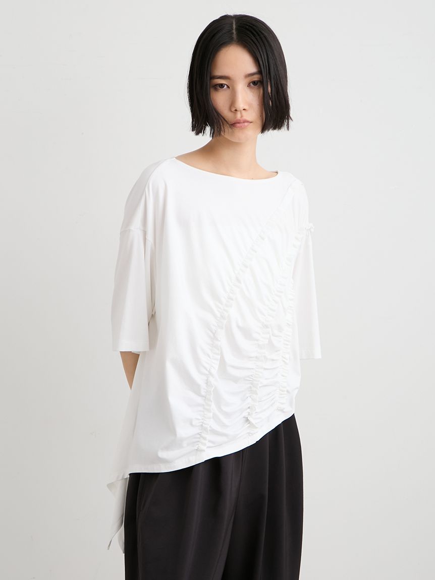 洗える】【Nuriコラボ】ギャザーカットトップス(カットソー)｜トップス