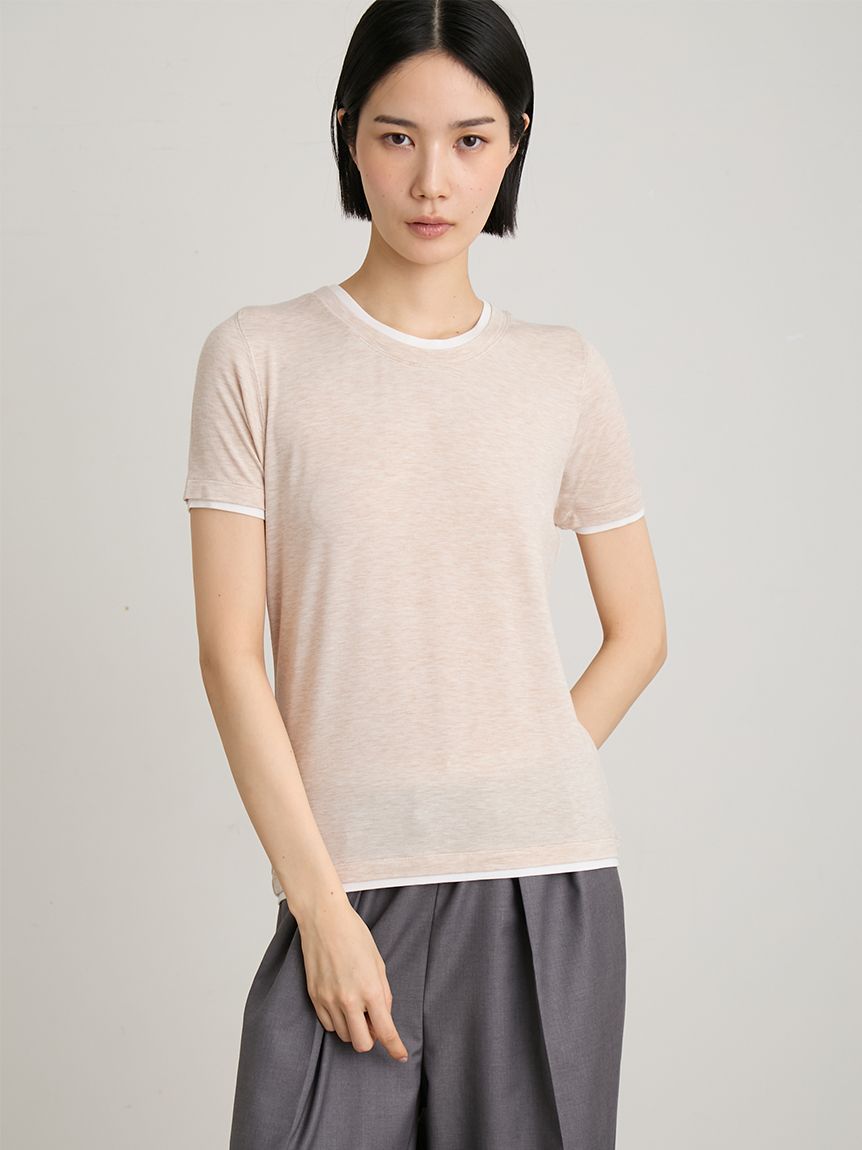 洗える】レイヤードカットTシャツ(トップス)｜MIESROHE（ミースロエ