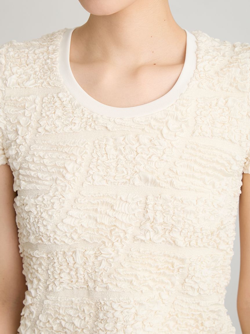 【新品未使用】miesrohe ミースロエ UネックコンパクトシュリンクTシャツ 洗える】UネックコンパクトシュリンクTシャツ(トップス)｜MIESROHE