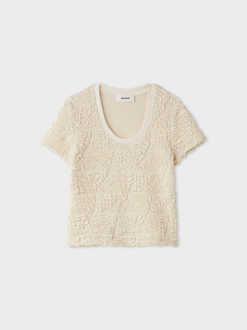 洗える】UネックコンパクトシュリンクTシャツ(トップス)｜MIESROHE