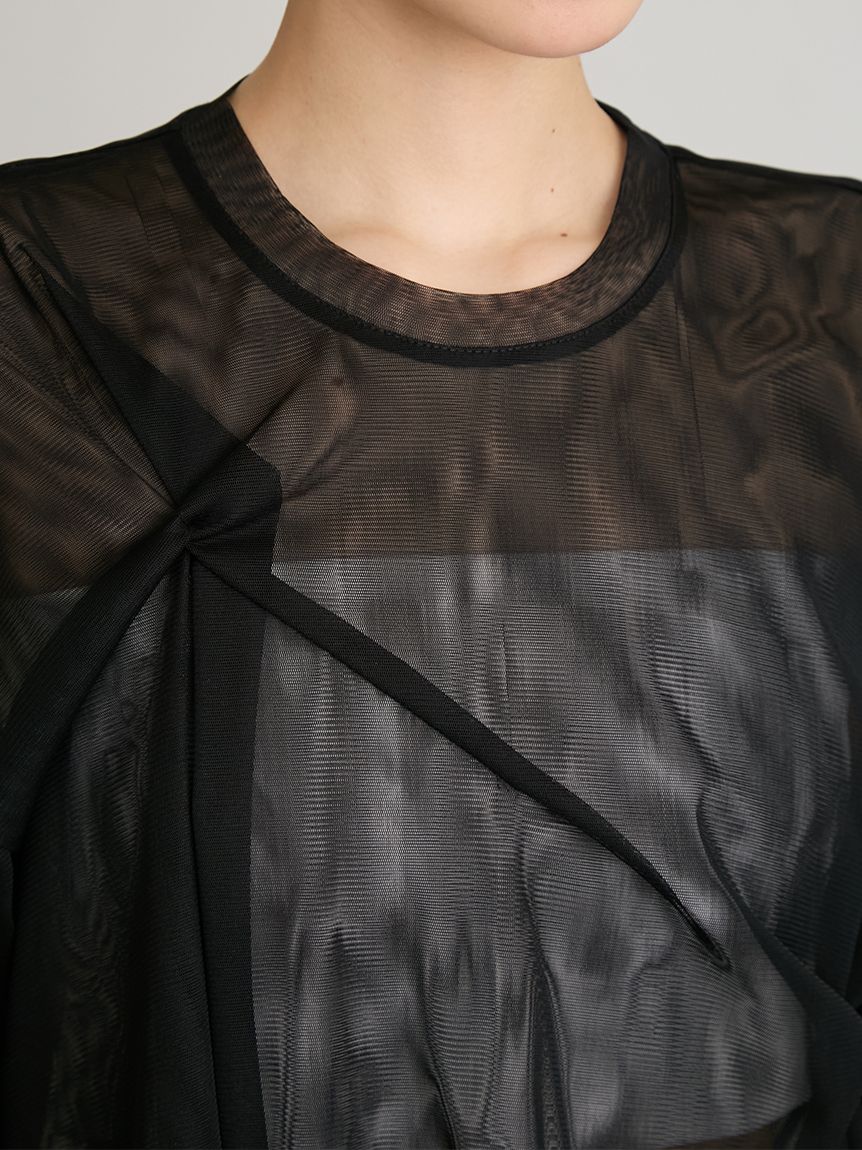 チュールレイヤードツイストTシャツ(トップス)｜MIESROHE（ミースロエ