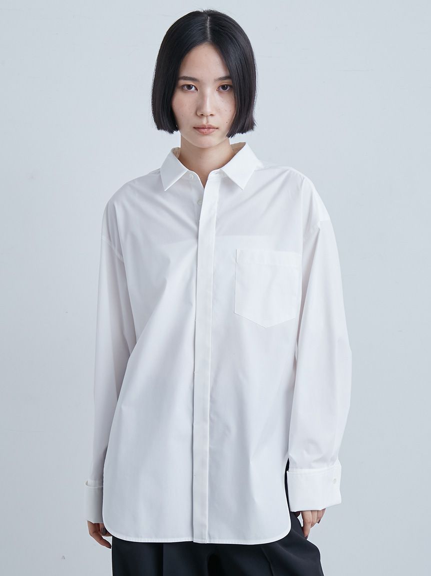 完売☆macotoさん着用☆ミースロエ／BASICダブルカフスSH【BLU】新品 BASICダブルカフスSH(シャツ)｜トップス｜MIESROHE（ミースロエ）公式