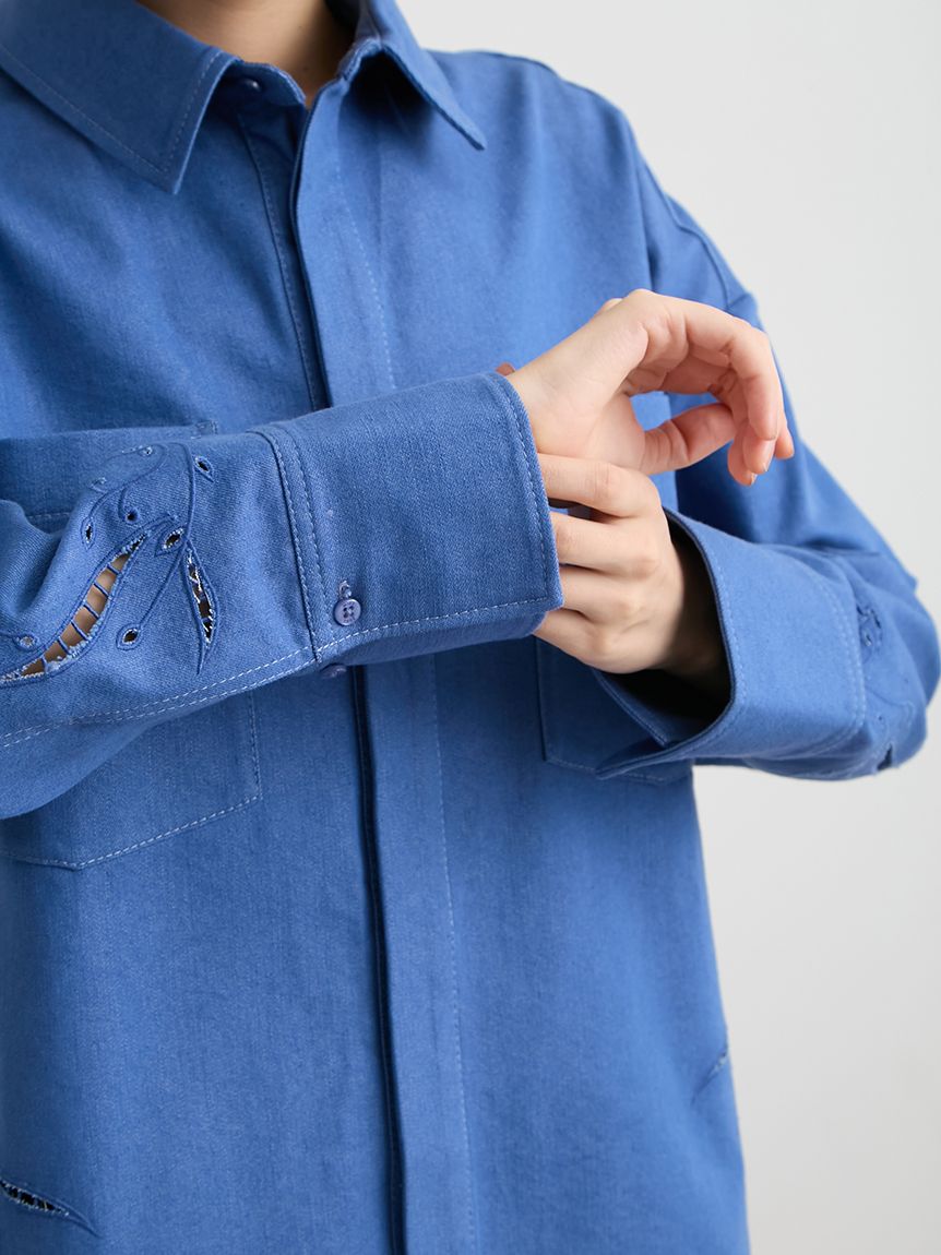 ETRE TOKYO エンブロイダリーシャツ ブルー ETRE TOKYO - エンブロイダリーシャツ - BLUE | ADDICT WEB SHOP