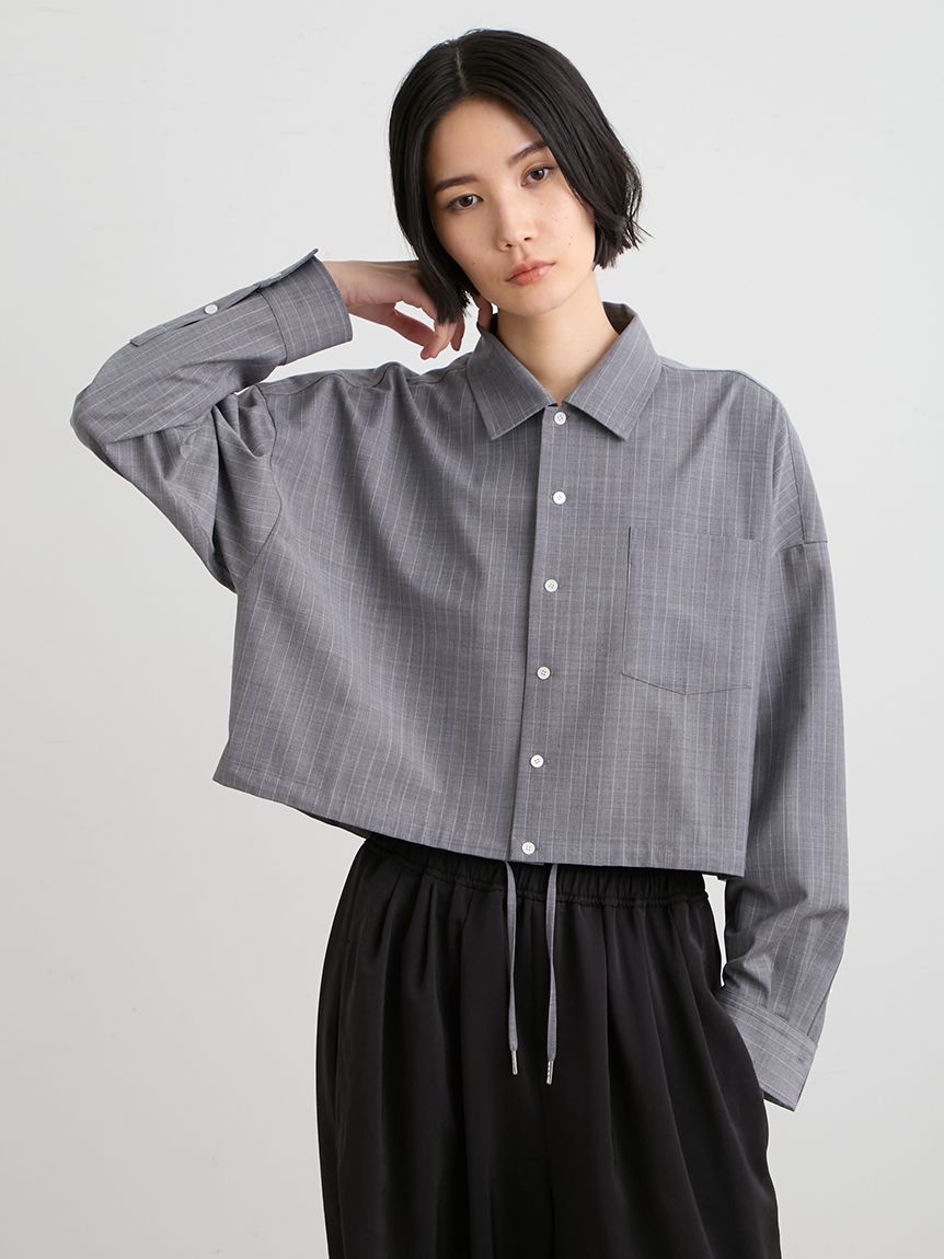 セットアップ対応】【洗える・UVカット】ウーステッドショートシャツ