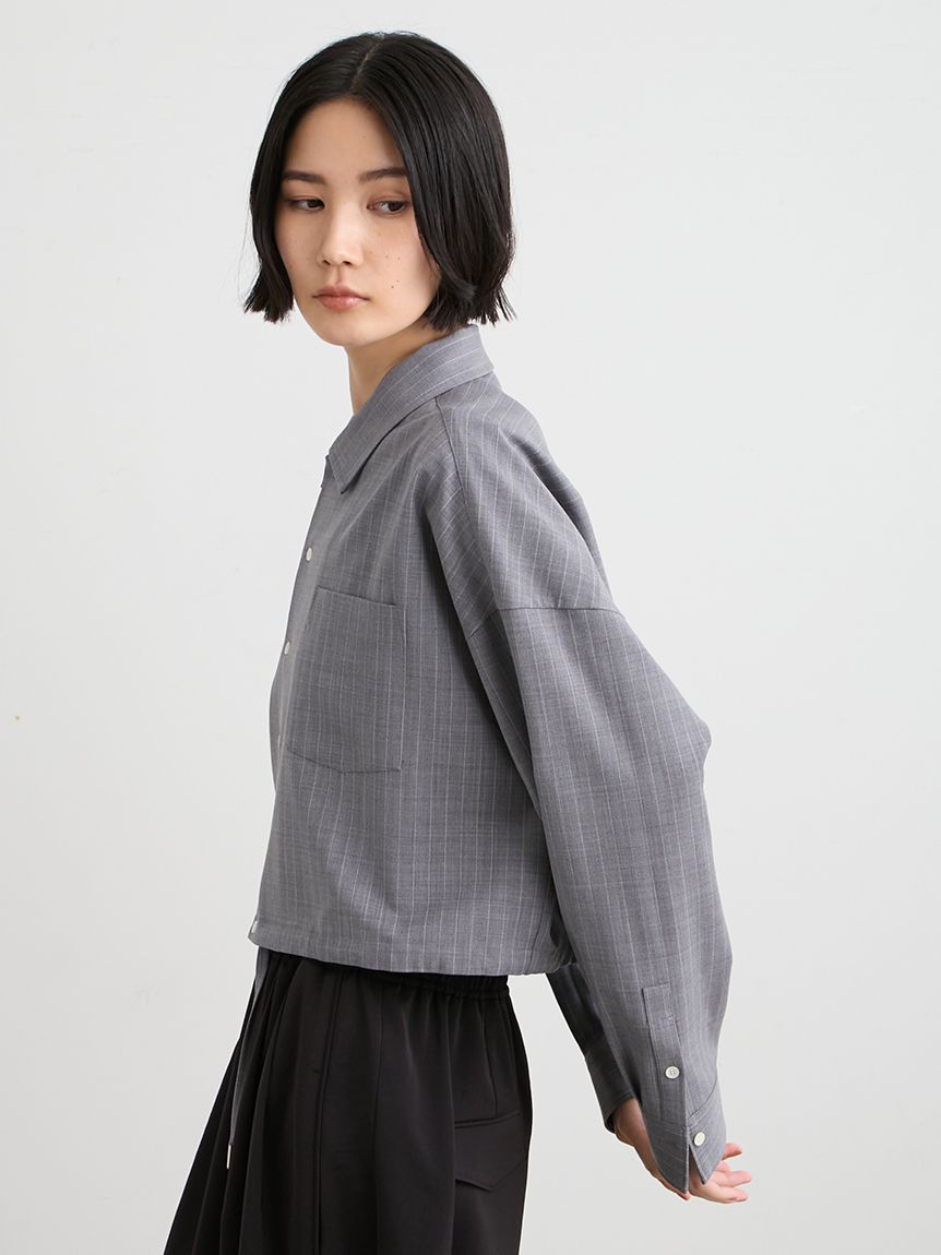 セットアップ対応】【洗える・UVカット】ウーステッドショートシャツ