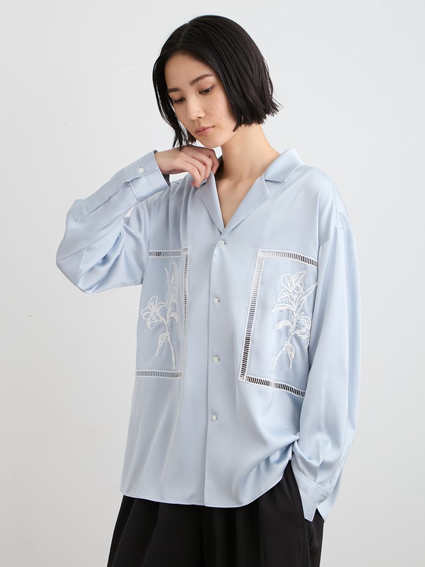 styling/ エンブロイダリーオーバーシャツジャケット 新品 select MOCA（セレクトモカ） ブラウス シャツ パッチワークエンブロイ
