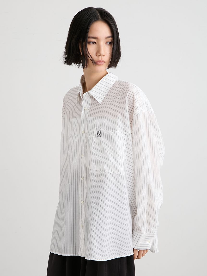 シアーストライプサイドオープンシャツ(シャツ)｜トップス｜MIESROHE