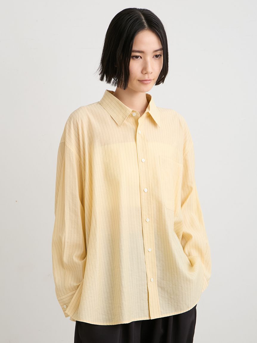 シアーストライプサイドオープンシャツ(シャツ)|トップス|MIESROHE シアーストライプサイドオープンシャツ(シャツ)|トップス|MIESROHE