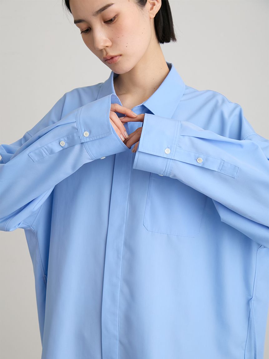 【GW割引】MaxMara ライトブルー 長袖シャツ 未使用 洗える・近赤外線カット・接触冷感・防シワ】Lumishadeコードロング