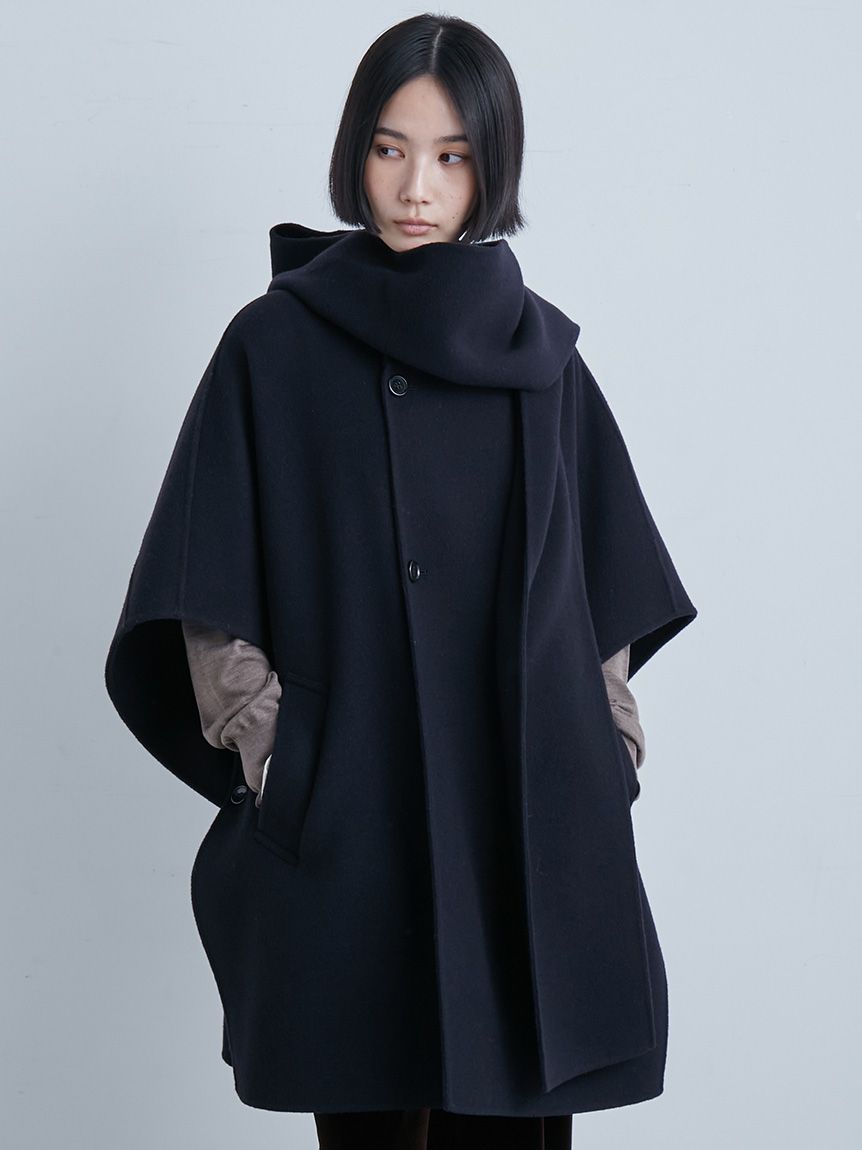 ミースロエ　スーパー140 スタンドカラー接結ポンチョ　グレー MIESROHE（ミースロエ）の「スーパー140スタンドカラー接結ポンチョ