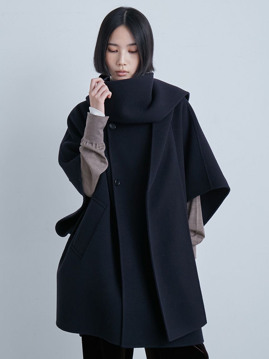 MIESROHE スーパー140スタンドカラー接結ポンチョ スーパー140スタンドカラー接結ポンチョ MIESROHE ミースロエ