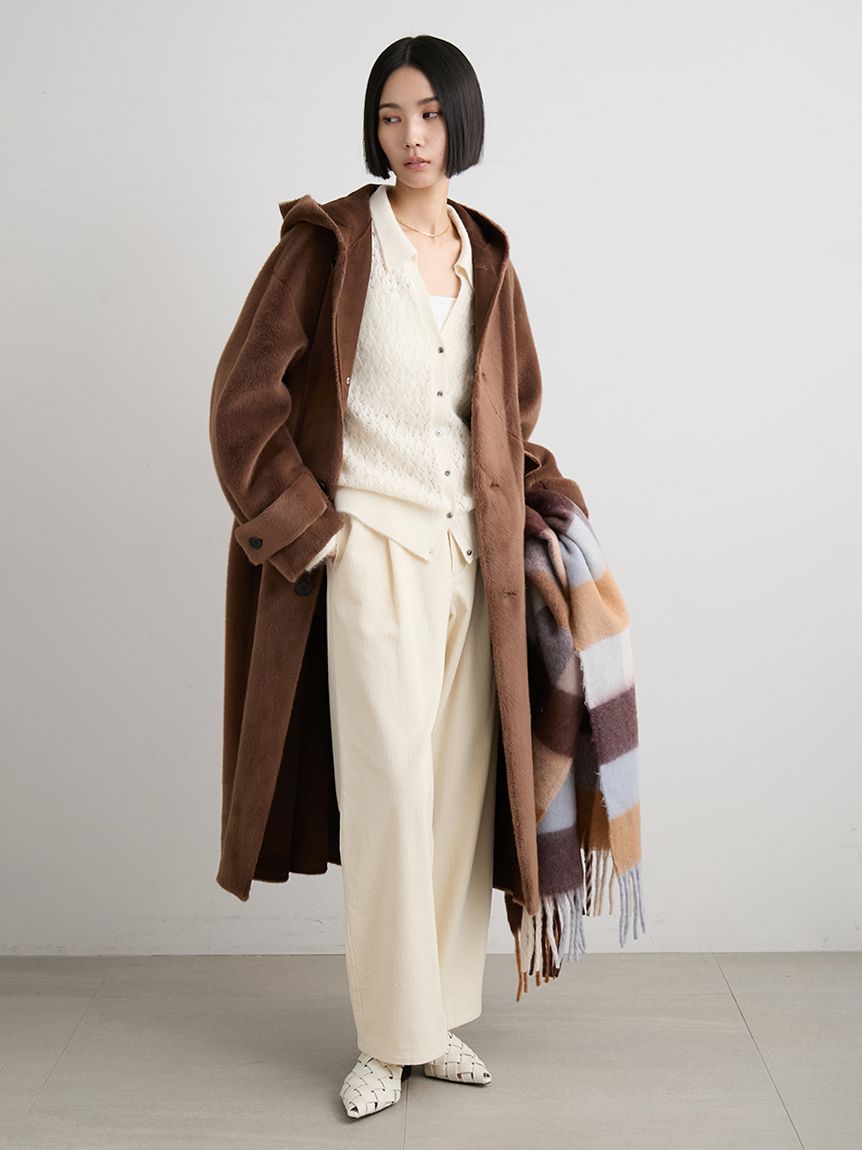 フェイクファーロングフードコート(ファーアウター)｜アウター