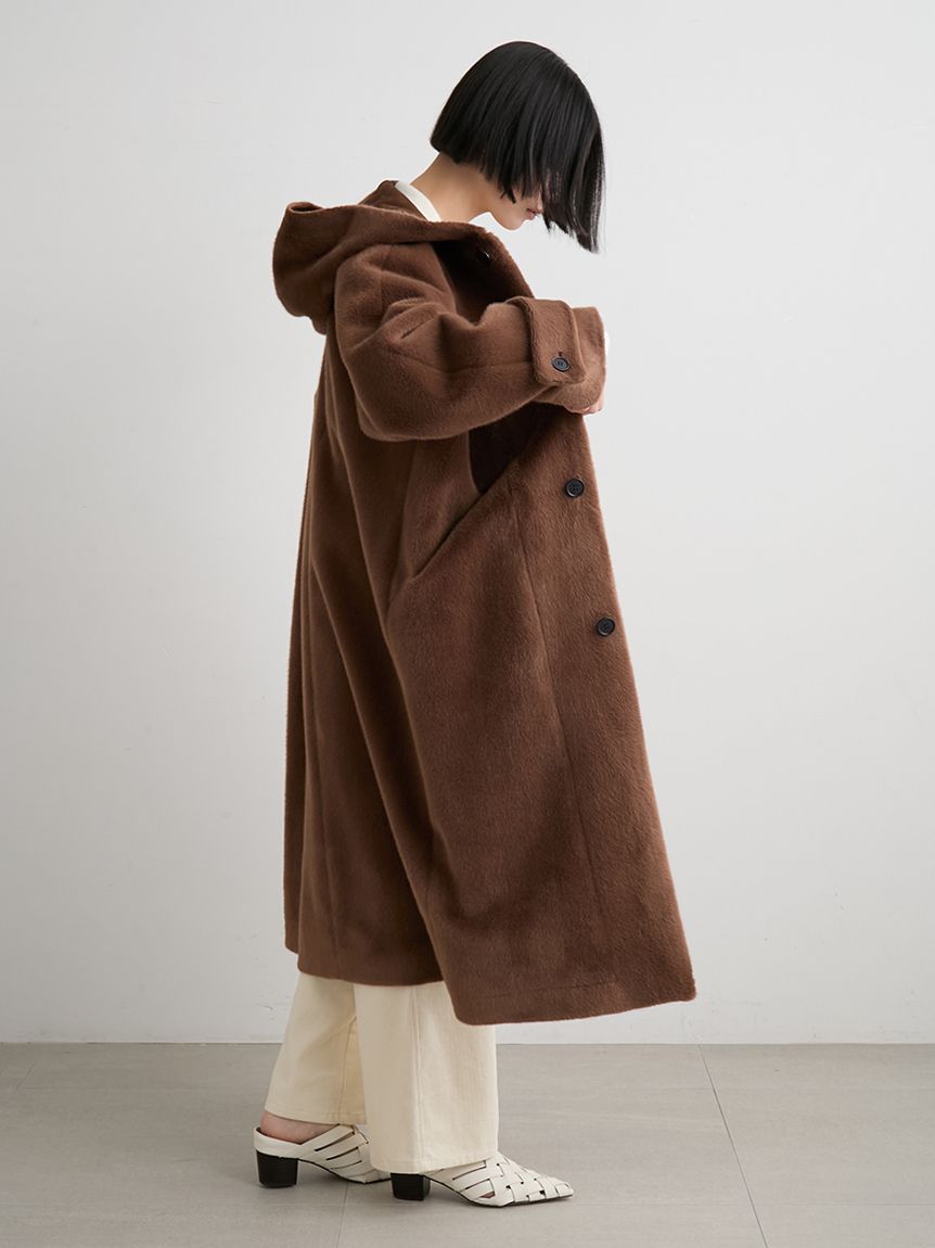 フェイクファーロングフードコート(ファーアウター)｜アウター