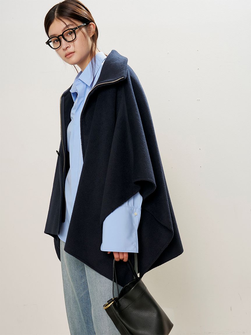 美品☆Brooks Brothers ポンチョ ケープコート ロゴボタン グレー 美品