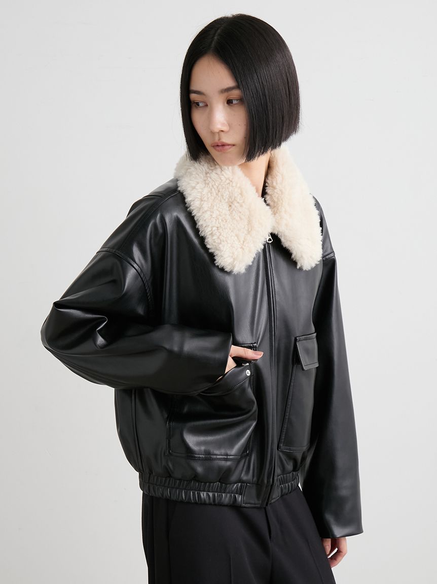 ファー衿ショートブルゾン(ブルゾン)｜アウター｜MIESROHE（ミースロエ