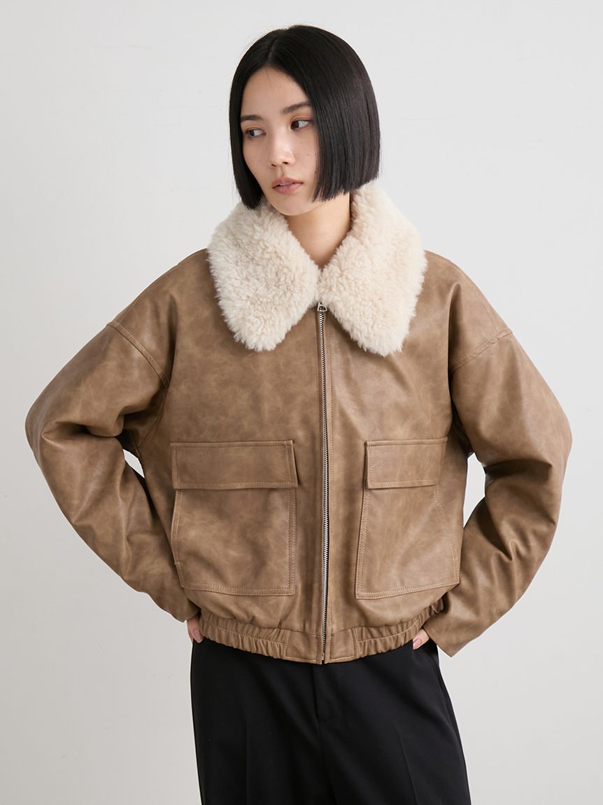 ファー衿ショートブルゾン(ブルゾン)｜アウター｜MIESROHE（ミースロエ