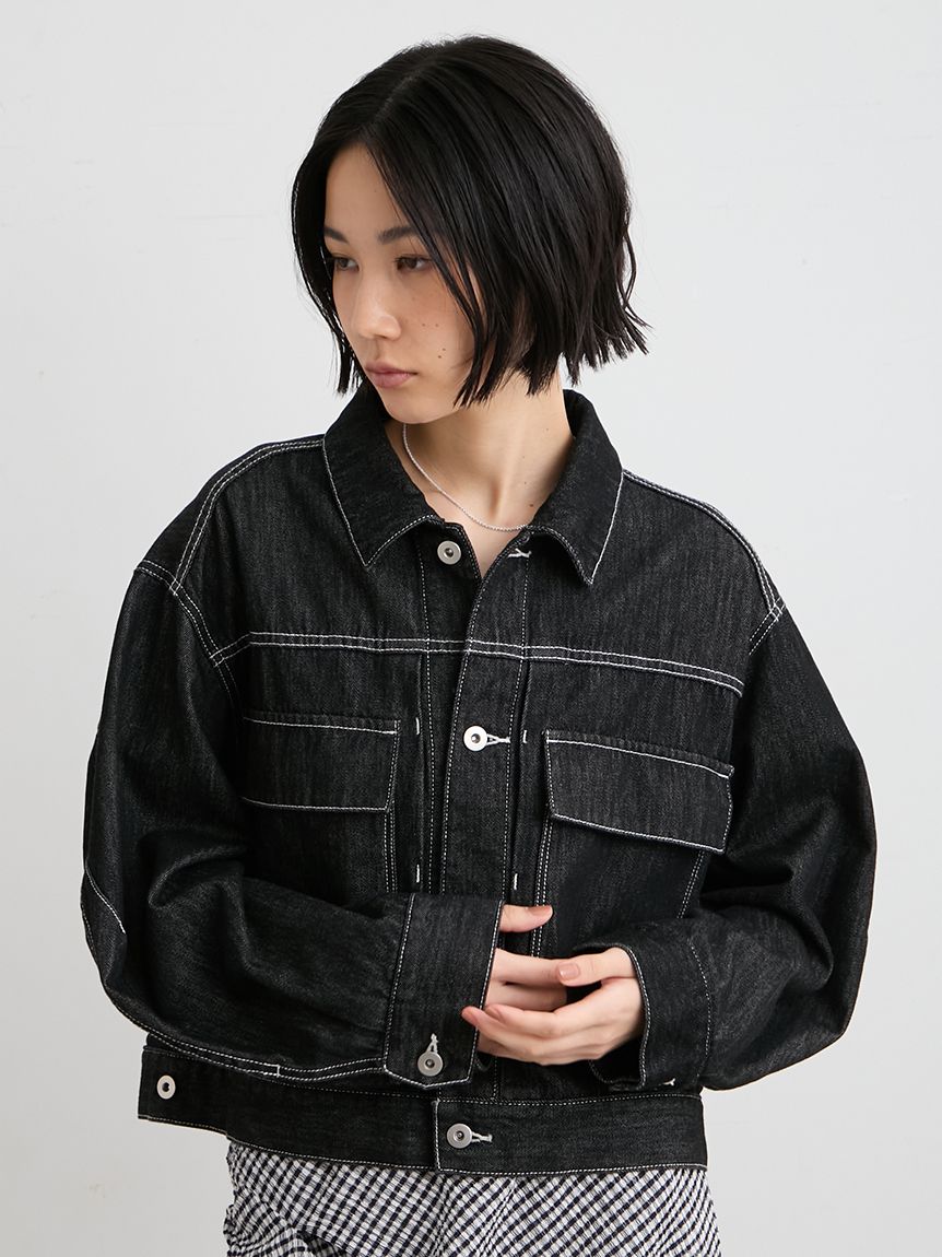 洗える】ミドルカットデニムジャケット(デニムジャケット)｜アウター