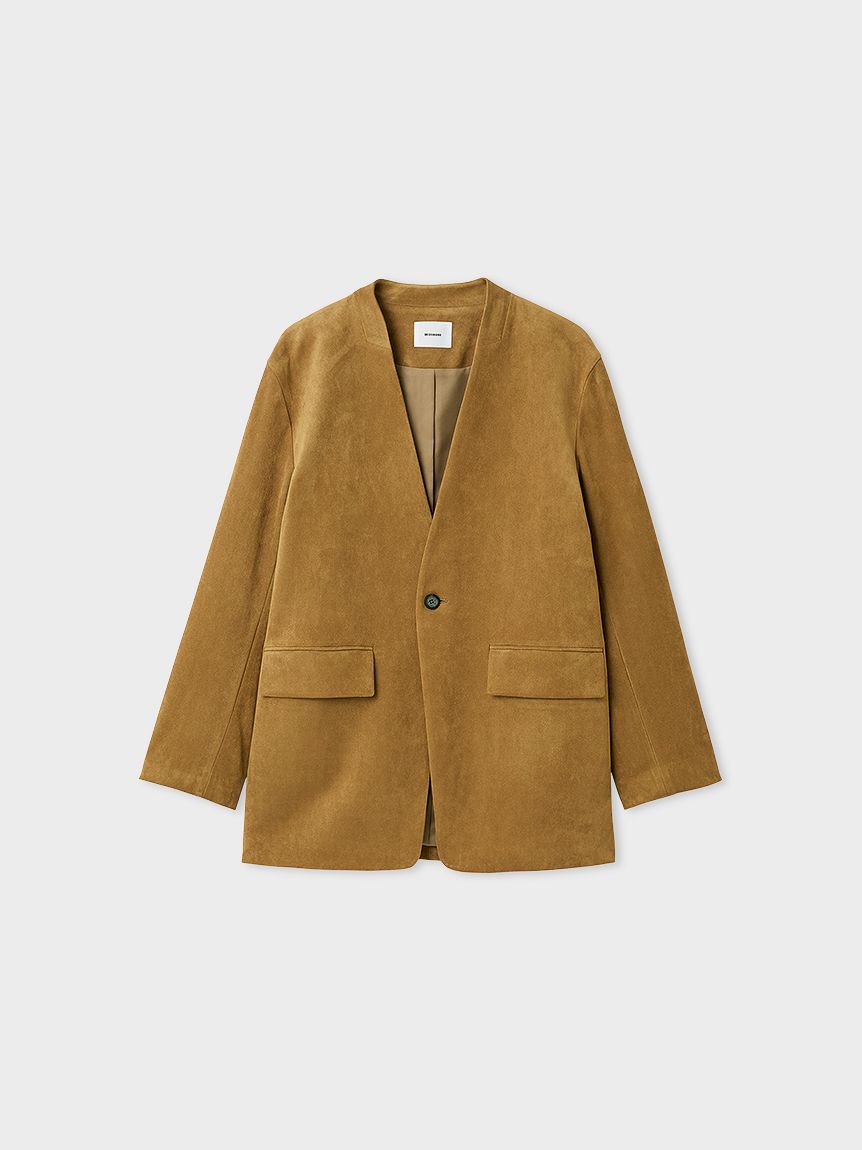 レザーノーカラージャケット(ノーカラージャケット)｜アウター