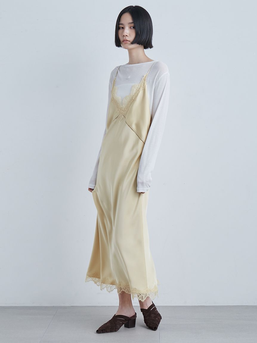 サテンレーススリップドレス(ワンピース)｜MIESROHE（ミースロエ