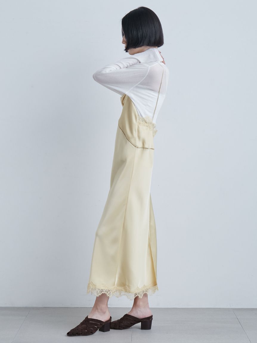 サテンレーススリップドレス(マキシ・ロングワンピース)｜ワンピース