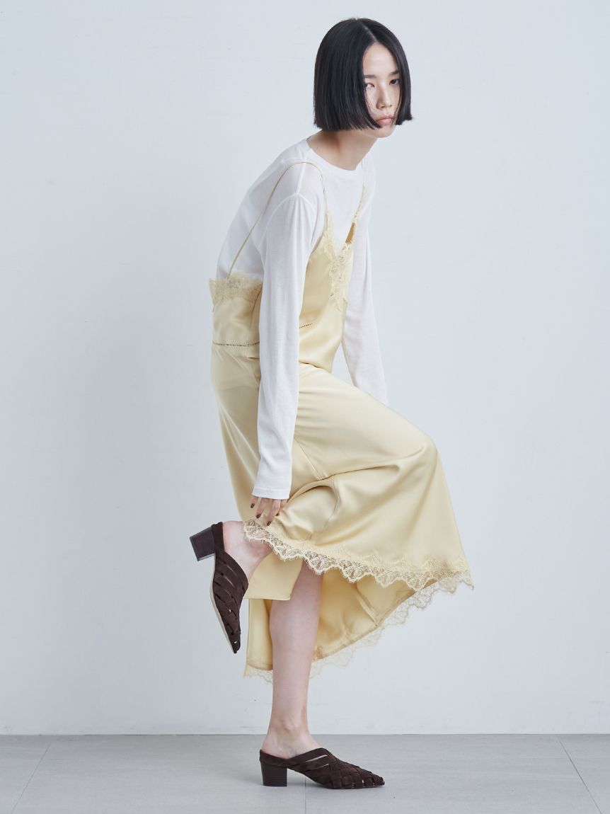 サテンレーススリップドレス(ワンピース)｜MIESROHE（ミースロエ