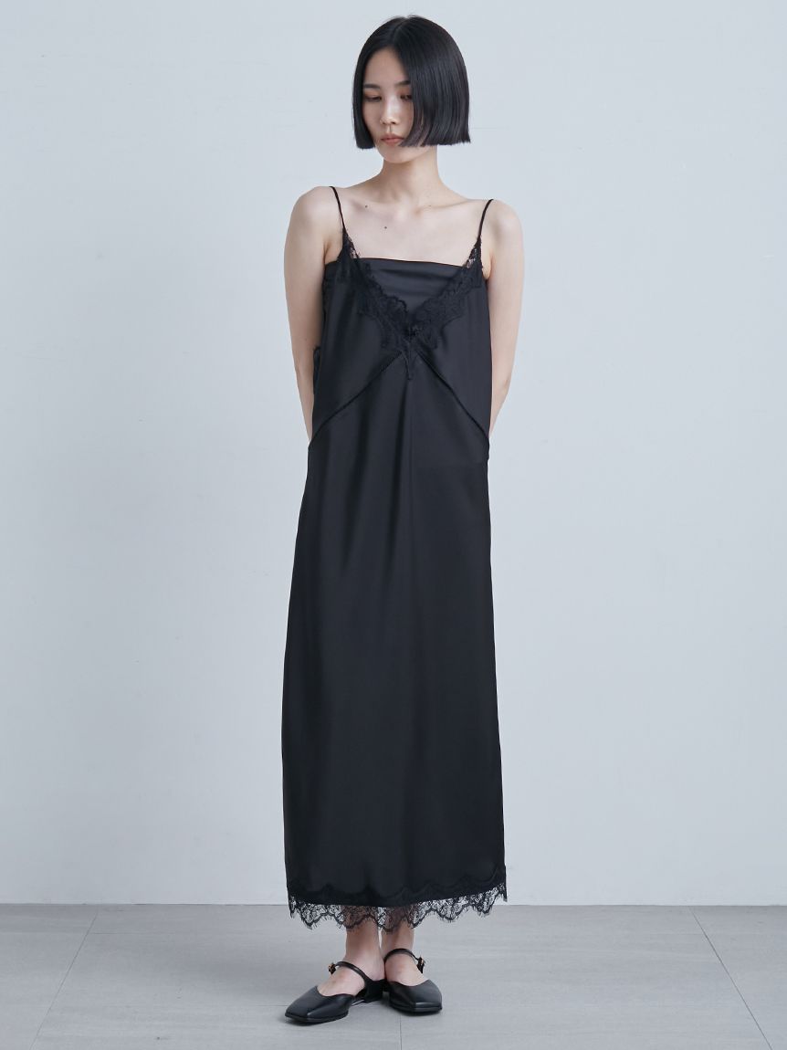 サテンレーススリップドレス(マキシ・ロングワンピース)｜ワンピース