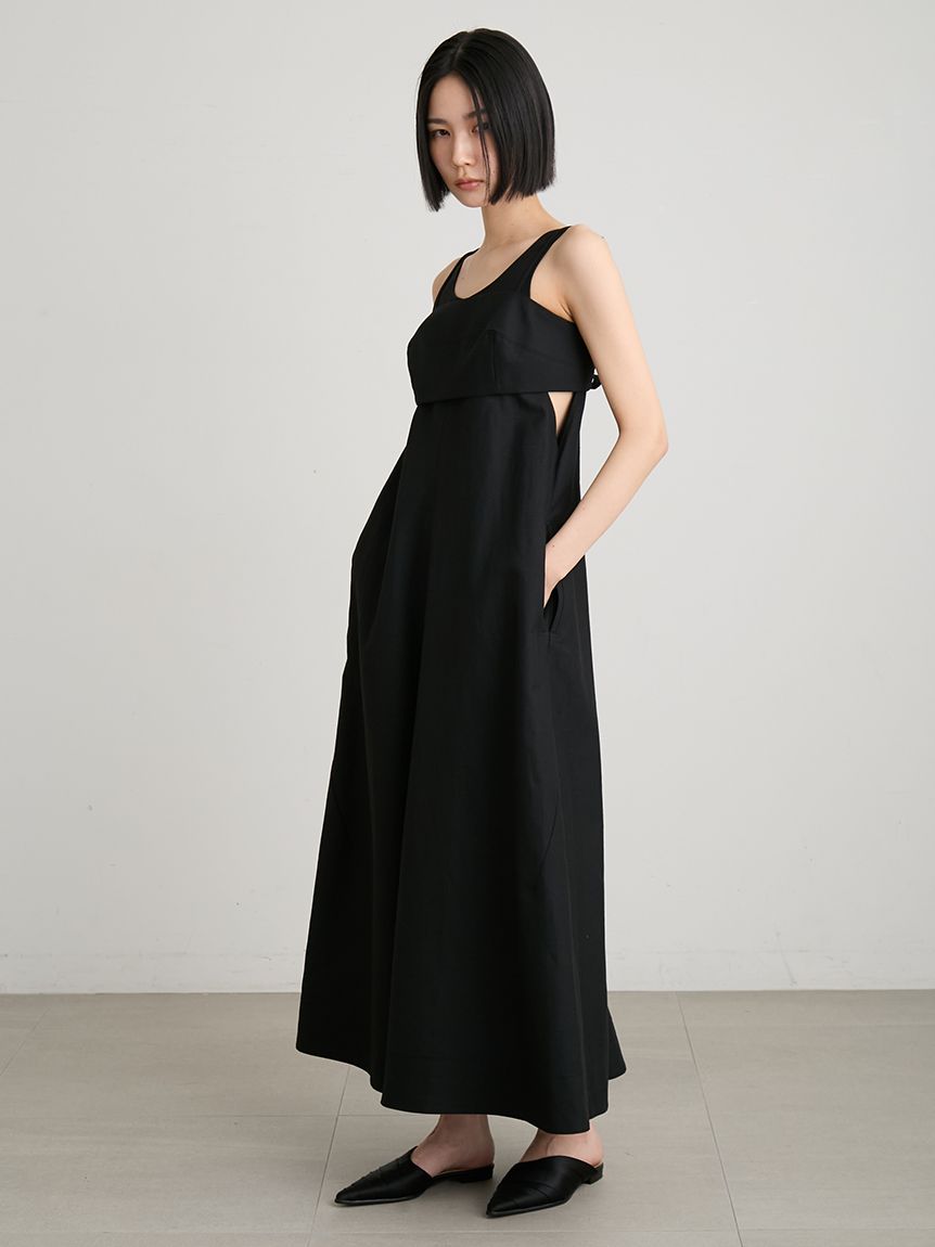 【美品】Maison celon ロングフレアワンピース 洗える】コンビネーションフレアワンピース(マキシ・ロングワンピース