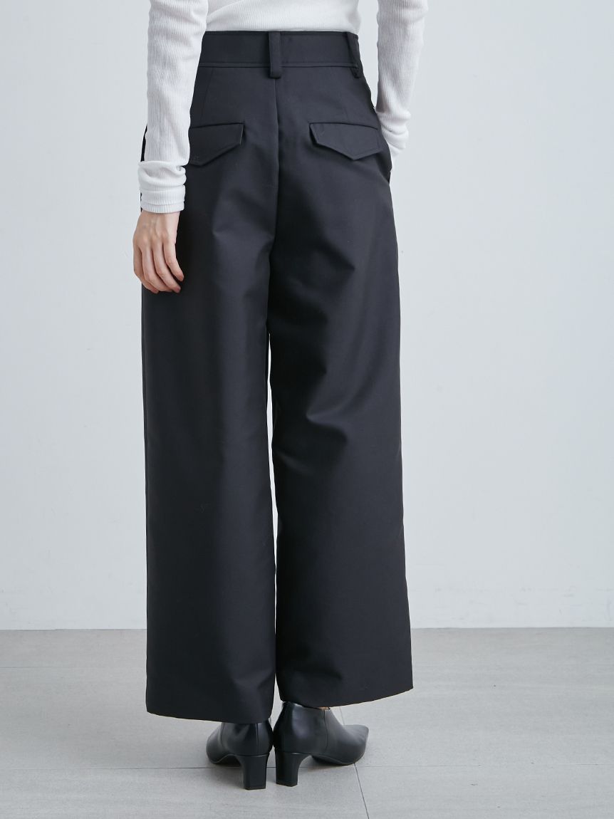 新品【MIESROHE ミースロエ】ワイド　ハーフ パンツ　ガウチョ　タック　黒 MIESROHE パンツ スポーティー3タックパンツ レディース